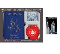 Boys Confirmation Gift Set - Rosary Beads Mass Book & Rosette + LOURDES PRAYER CARD