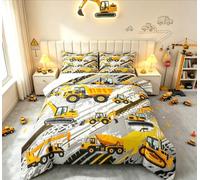 Boys Construction Comforter Set Truck Bedroom Decor for Kids Girls Under Construction Vehicles Down Comforter Nursery Children Cartoon Machinery Truck Excavator Bedding Tractor Cars Duvet Quilt,Twin