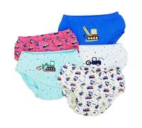 Boys Construction Underwear (3-4 Years) | 5 Pack Organic Cotton Briefs | Soft, Breathable, Eco-Friendly | Digger, Tractor, Builder Prints | Machine Washable Kids Pants