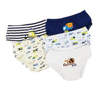 Boys Construction Underwear (3-4 Years) | 5 Pack Organic Cotton Briefs | Soft, Breathable, Eco-Friendly | Digger, Tractor, Builder Prints | Machine Washable Kids Pants