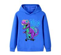 Boys Cool Dino Scooter Graphic Hoodie Kids Cartoon T-Rex Long Sleeve Pullover Sweatshirt Casual Light Cotton Knit Top