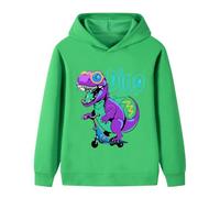 Boys Cool Dino Scooter Graphic Hoodie Kids Cartoon T-Rex Long Sleeve Pullover Sweatshirt Casual Light Cotton Knit Top