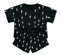 Boys' Cool Graphic Two Piece - T Shirt and Shorts, Summer Play, Sizes 3-8, Shark Attack Print Black