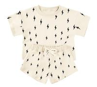 Boys' Cool Graphic Two Piece - T Shirt and Shorts, Summer Play, Sizes 3-8, Shark Attack Print#g Beige