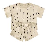 Boys' Cool Graphic Two Piece - T Shirt and Shorts, Summer Play, Sizes 3-8, Shark Attack Print#g Khaki