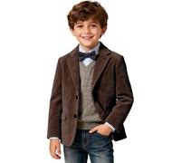 Boys Corduroy Jacket Formal Casual Spring Sports Jacket Three Button, brown, 4-5 Years