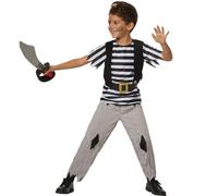 Boys Costume Pirate Captain Buccaneer Caribbean Fancy Dress Carnival Halloween