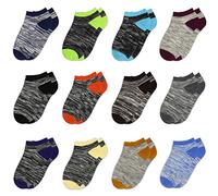 Boys Cotton Ankle Socks - 12 Pairs Breathable Low Cut Cotton Trainer School Socks for Toddler Kids Boys or Girls （ 4-6 Years Old ） with Striped Designed
