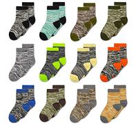 Boys Cotton Crew Socks, 12 Pairs Kids Breathable Sports Walking Casual Toddler Socks for 7-10 Years Children Boys Girls