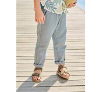Boys' cotton muslin trousers with adjustable waist emerald green