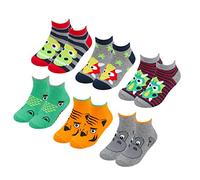 Boys Cotton Rich Ankle Socks (6 & 12 Pairs Multipack) Animal Trainer Liner 2-Pack 6-8.5