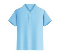 Boys' Cotton Shirts Summer Toddler Button Down Shirt Short Sleeve Beach Hawaii Casual Solid Tops, blue, 140/XXL