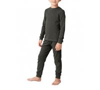 Boys Cotton Thermal Underwear Set Kids & Toddlers - Solid Color, Made in The USA, Black W/ Baby Blue Stitch, X-Large