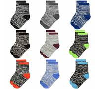 Boys Crew Cotton Socks - 9 Pairs Breathable Soft School Sports Kids Socks for Toddler Kids Boys or Girls （3-5 Years Old） with Striped Designed