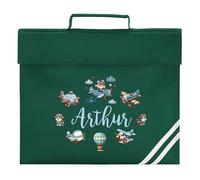 Boys Custom Aviation Book Bag Kids Personalised Name Planes Design for Back to School Primary Reception Infants Gift, One Size, Bottle