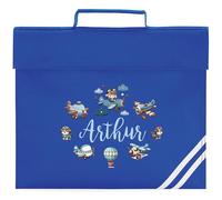 Boys Custom Aviation Book Bag Kids Personalised Name Planes Design for Back to School Primary Reception Infants Gift, One Size, Bright Royal