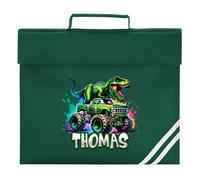 Boys Custom Dinosaur Book Bag T Rex Monster Truck Reading Folder for Primary Students Back to School Reception Gift, One Size, Bottle
