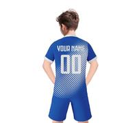 Boys Customized Football Shorts Set Outfit Kids Outdoor Sports Activity Training, Ultimate Breathable Quick-Dry Youth Play Unisex Summer Spring Autumn Versatile #D Blue