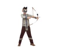 Smiffys Dark Spirit Warrior Costume, Grey Top, Trousers & Mask, Halloween Child Fancy Dress, Warrior Dress Up Costumes