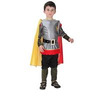 Boys Deluxe Knight Fancy Dress Costume Various Medieval Warrior Crusader Armour Outfit for Kids Halloween Party Dress Up and Roman Cosplay (3-6 Years, a6-Red)