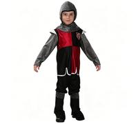 Boys Deluxe Knight Fancy Dress Costume Various Medieval Warrior Crusader Armour Outfit for Kids Halloween Party Dress Up and Roman Cosplay (11-14 Years, a3-Red)