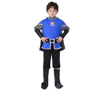 Boys Deluxe Knight Fancy Dress Costume Various Medieval Warrior Crusader Armour Outfit for Kids Halloween Party Dress Up and Roman Cosplay (9-11 Years, a1-Blue)