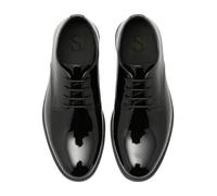Boys Derby Patent Formal Dress Black Shoes Lace Up Wedding Prom Footwear, Size UK Youth 6.5