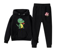 Boys Dinosaur and Flowers Print Hoodie Tracksuit Set Cute Valentine's Day Pullover with Matching Sweatpants Two Piece Outfit Toddler Princess Dress Up Valentine's Valentine Girls Hearts