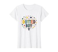 Boys Dot Colorful Art Playful Childhood Wonder T-Shirt, Women, White, XL