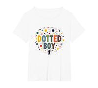 Boys Dot Colorful Art Playful Childhood Wonder T-Shirt, Women's Plus, White, 4X