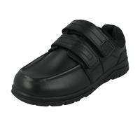 Boys Double Strap Black Leather School Shoes N1R153