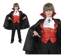 Boys Dracula Costume Kids Childrens Vampire Halloween Fancy Dress Age 4-12