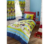 Boys duvet cover set road construction digger builder trucks bedding & curtains available (Duvet Set - Double)