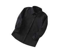 Boys' Expandable Collar Button Down Dress Shirt with Long Sleeves Solid Color Formal School Un orm Shirts (Black, 14-15 Years)