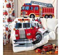 Boys Fire Truck Fleece Blanket Red Fire Engine Pattern Sherpa Throw Blanket for Sofa Couch Car Vehicle Print Warm Plush Blanket Reversible Fire Fighting Truck Fuzzy Blanket Room Decor Baby 30"x40"