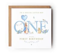 Boy's First Birthday Card, Baby Boy First Birthday, Bunny Rabbit Card, 1st Birthday Card for Boy, Age One