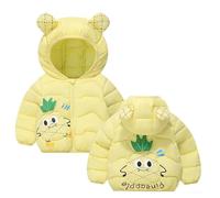 Boys Fleece Jacket Padded Long Coat with Hood Teen Jackets Girls Thicken Down Coats Childrens Outerwear Puffer Coat Padded Warm Fleece Parka Outwear with Faux Fur Hooded Yellow