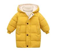 Boys Fleece Jacket Thick Thermal Overcoat for Children Kids Toddler Girl Hooded Jackets Baby Kids Coats Hooded Outerwear Puffer Coat Long Sleeve Zip Up Solid Outwear Yellow