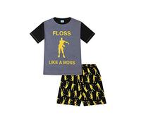 Boys Floss Gaming Dance Black Gold Short Pyjamas (7-8 Years)