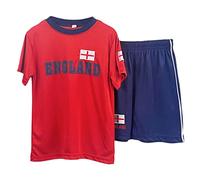 Boys Football Kit T-Shirt Summer Shorts Set Girls Top Training Outfit Gift Unisex Colour-Team: England Red - Size: 9-10 Years