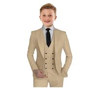Boys Formal Suit 3 Piece Slim Fit Suit for Boys Kids Wedding Suit Outfit Tuxedos Toddler Teenage Suit Jacket Vest Pants Set Champagne