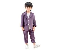 Boys Formal Suit Set Tuxedo Jacket Coat Pants Vest Outfit for Kids Toddler Teen Wedding Party Church Dress Up (Purple, 9-10 Years)