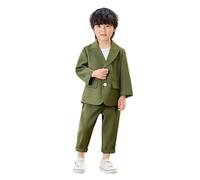 Boys Formal Suit Set Tuxedo Jacket Coat Pants Vest Outfit for Kids Toddler Teen Wedding Party Church Dress Up (Green, 2-3 Years)