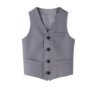 Boys Formal Suit Vest Classic Wedding Party Gentleman Blazer Waistcoat Vest V-neck Solid Color Tuxedo Vests Kids Teens Formal Stage Performance School Style Suits Blazers