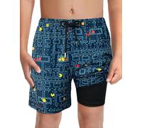 Boys Fruit-Maze Swim Trunks with Boxer Brief Liner Anti Chafe No Mesh Swimming Shorts Compression Lined 4-Way Stretchy UPF Quick Dry Swimsuit Size 10-12