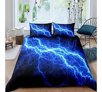 Boys Galaxy Bedding Set Glitter Lighting Duvet Cover Set for Kids Girls Outer Space Blue Fulmination Comforter Cover Mysterious Universe Bedding & Linen with 2 Pillowcases 3Pcs Bedding Double