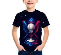 Boys Galaxy Print Short Sleeve T-Shirt Space Exploration Alien Rocket Planet Astronaut Graphic Tee Kids, Comfortable Casual Top Adventure Outer Cosmic Bright Cool #D Black