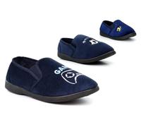 Boys Game Slippers Boys Football Slippers Size 5 Gamer Slipper Size 6 Slip On Carpet Slipper Gamepad Footy Lion Slip in Junior Sizes 11 Child - 6 Navy Blue 5 UK