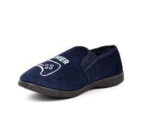 Boys Gamer Gamepad Slippers - Slip On Carpet Slippers Navy Blue 1 UK