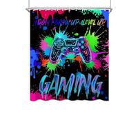 Boys Gamer Shower Curtain, Cool Game Themed Bath Curtain with 12 Hooks, Polyester Fabric, 180cm x 180cm, Easy to Clean for Bathroom Tub Enclosure, Modern Decor for Teen Boys
